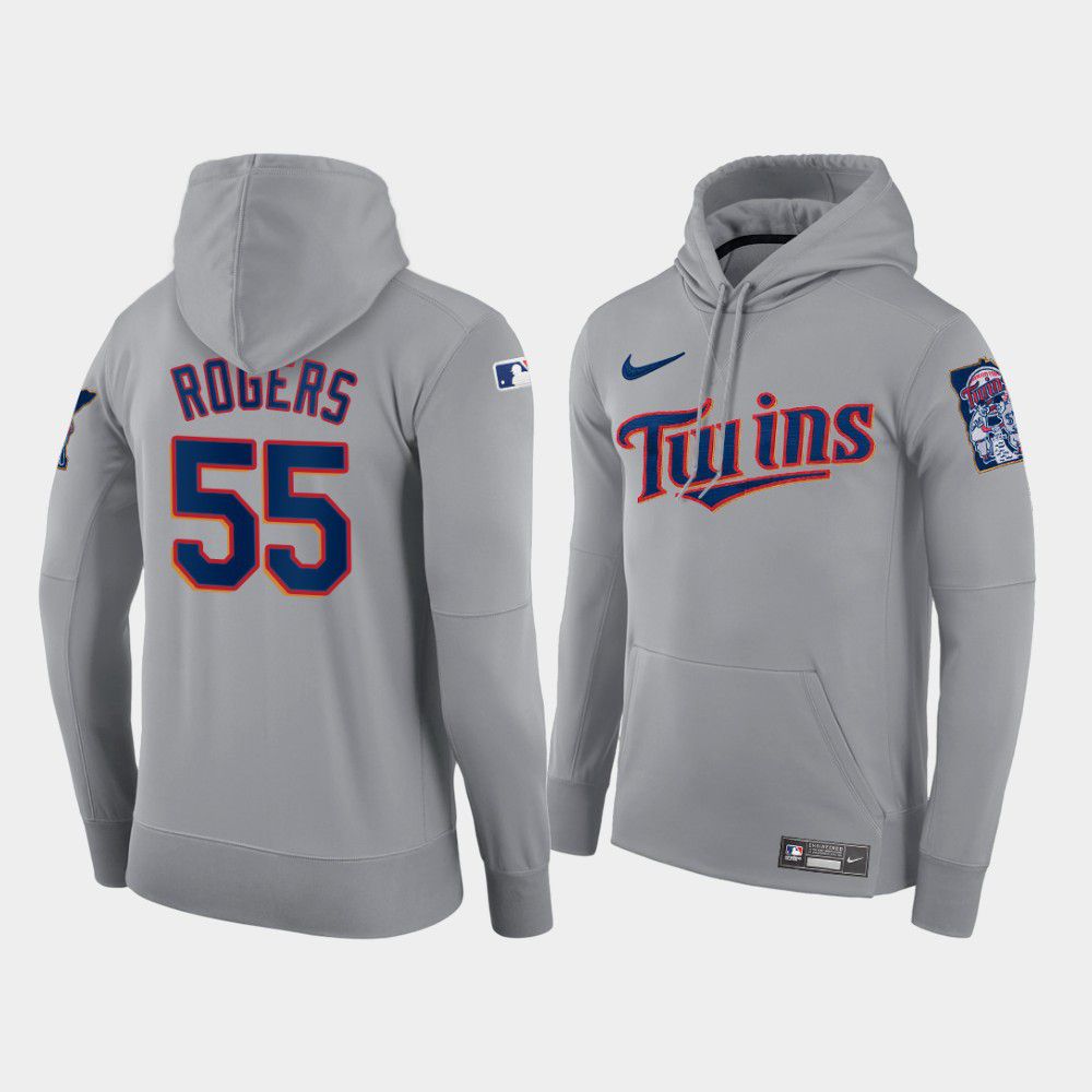 Men Minnesota Twins #55 Rogers gray road hoodie 2021 MLB Nike Jerseys